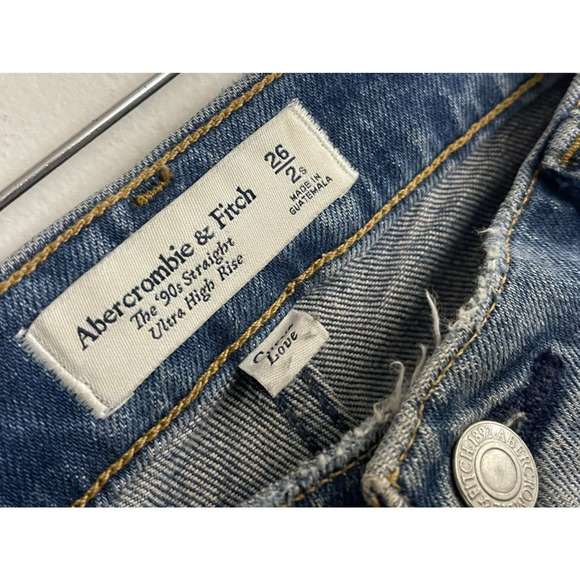 Abercrombie & Fitch Jeans 26 / 2 90S Straight Ultra High Rise Curve Love Crop - Picture 3 of 6